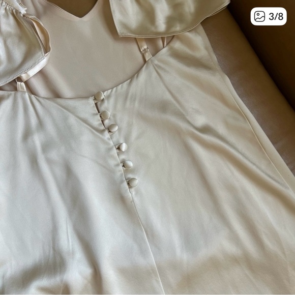 Stone Cold Fox Beige Cream 100% silk Mini Dress - Picture 3 of 5